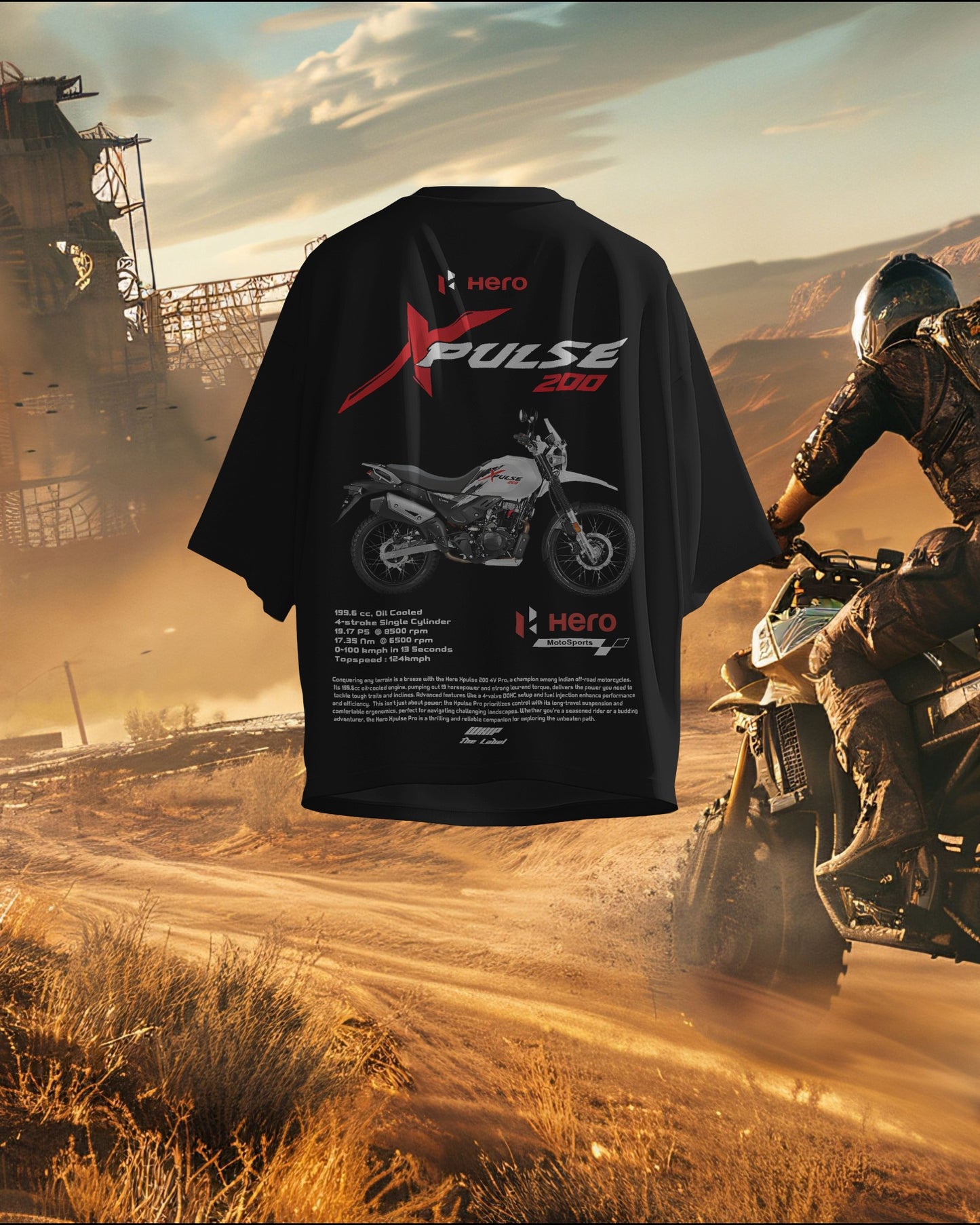Hero X-Pulse 200 Oversized T-Shirts