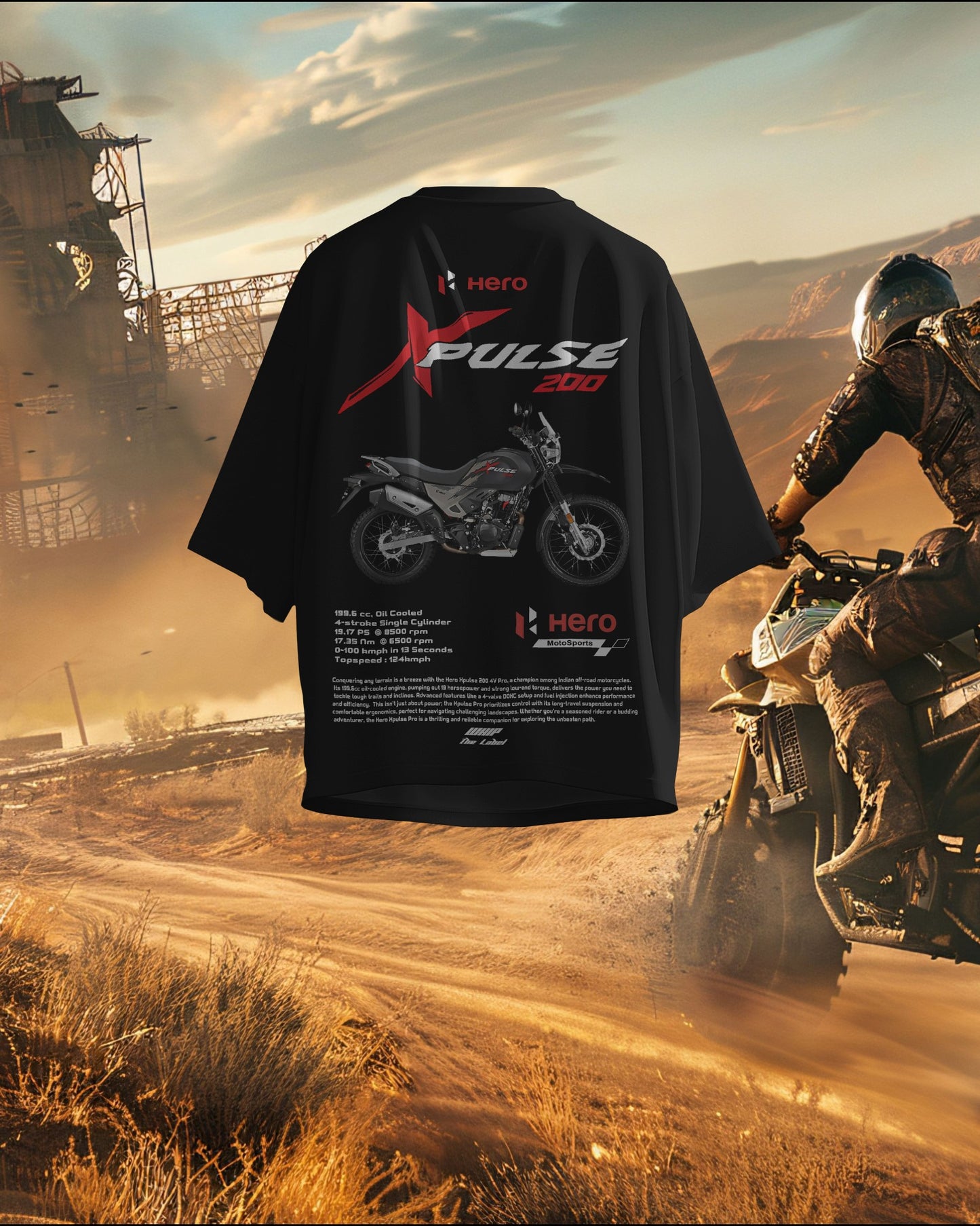 Hero X-Pulse 200 Oversized T-Shirts