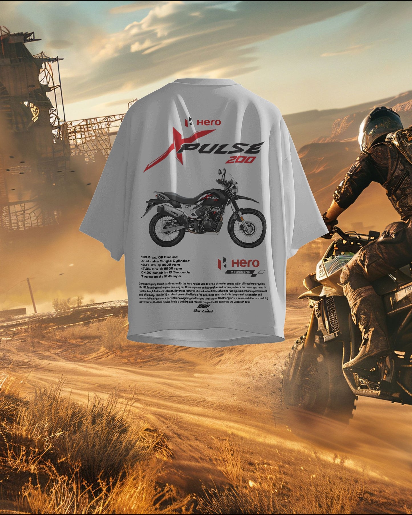 Hero X-Pulse 200 Oversized T-Shirts