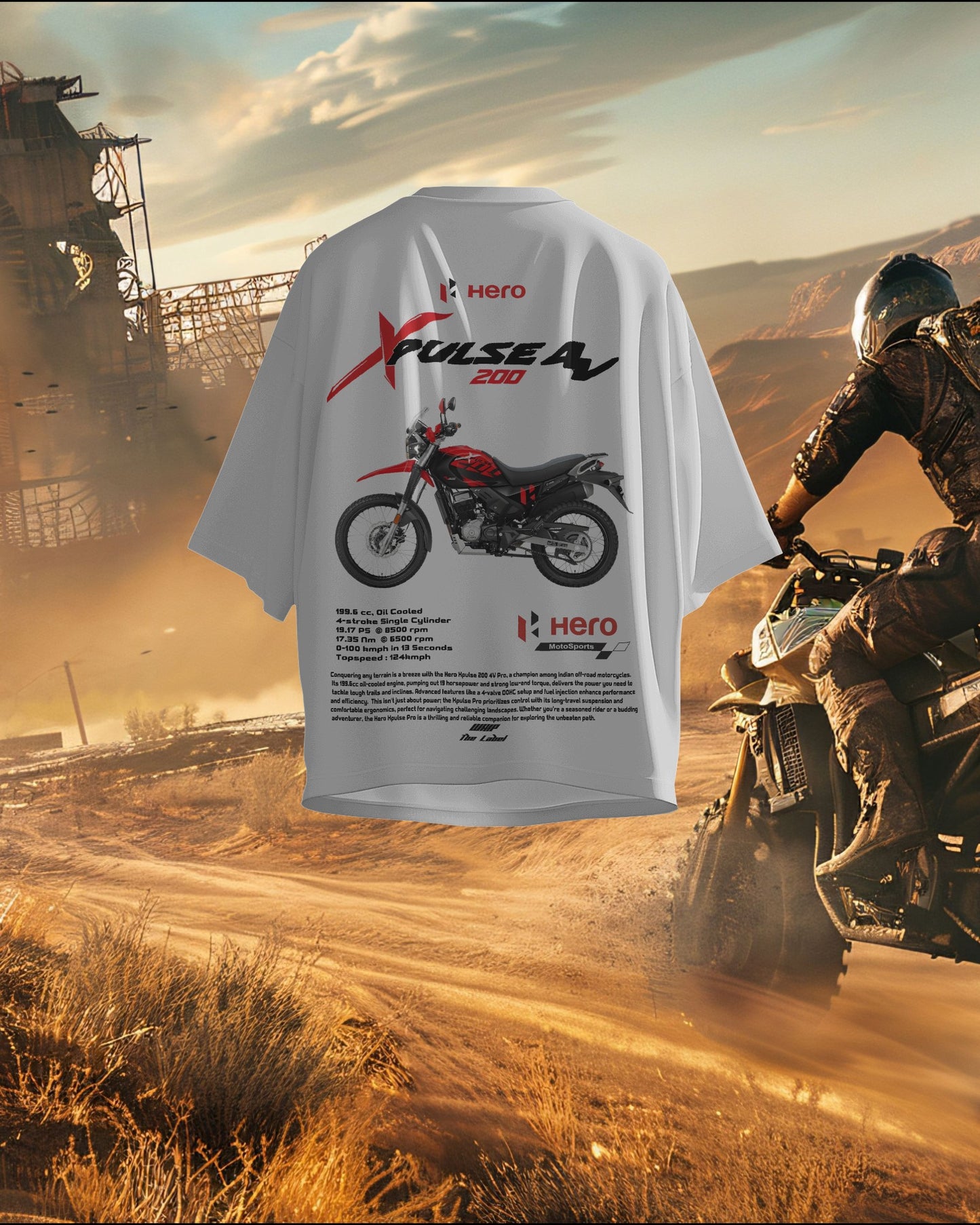 Hero X-Pulse 200 Oversized T-Shirts
